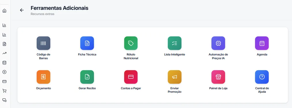 Ferramentas de gestão do Lucro Vision: precificação com IA, receitas, produtos, clientes e WhatsApp